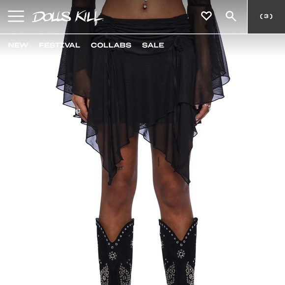 Black Flowy Skirt - Picture 4 of 4